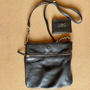 KATE SPADE Black Pebble Leather Crossbody Bag